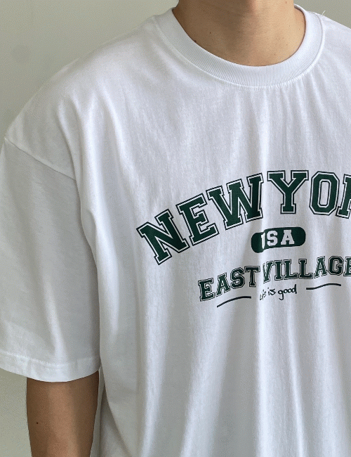 오버핏 뉴욕 빌리지 반팔 티셔츠 (3color)