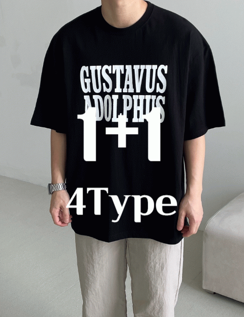 [1+1] 데일리 오버핏 반팔 티셔츠 모음집 (4type)
