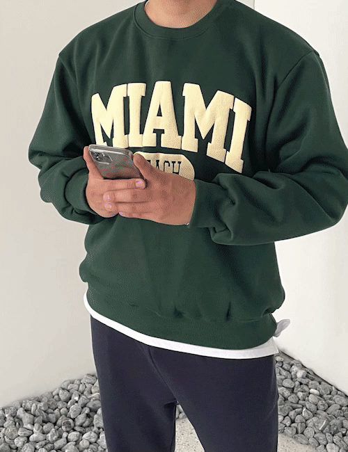 그로우 마이애미 오버핏 기모 맨투맨 (4color)