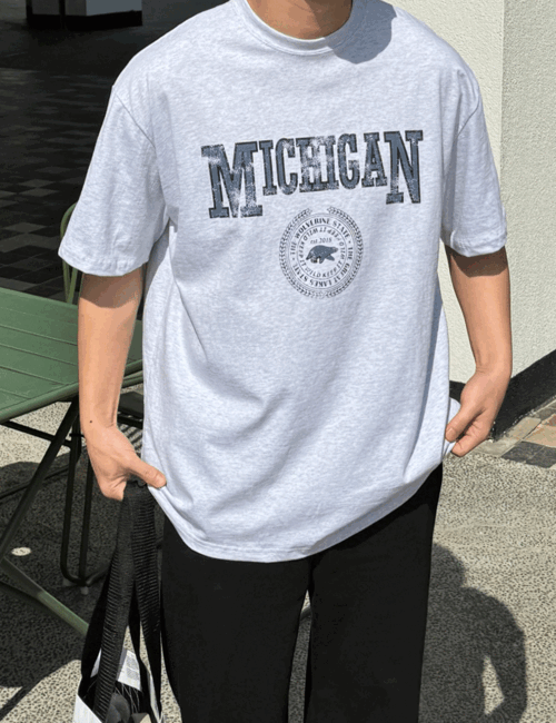 미시간 오버핏 반팔 티셔츠 (3color)